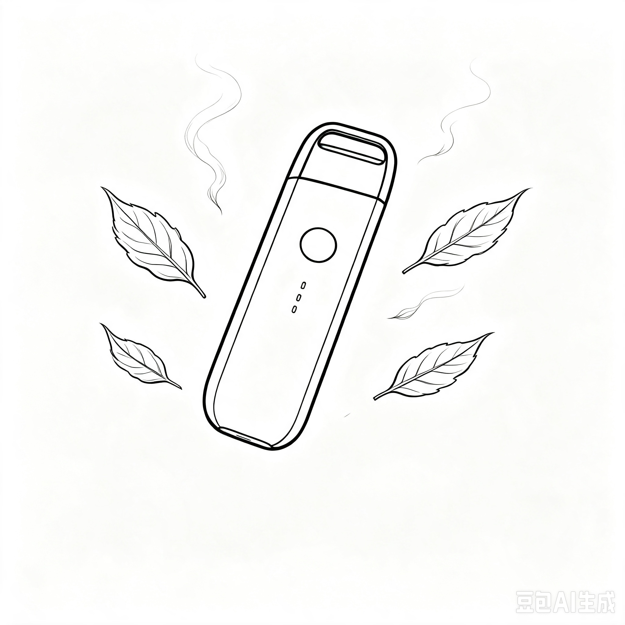 Vitnic device line illustration with leaves